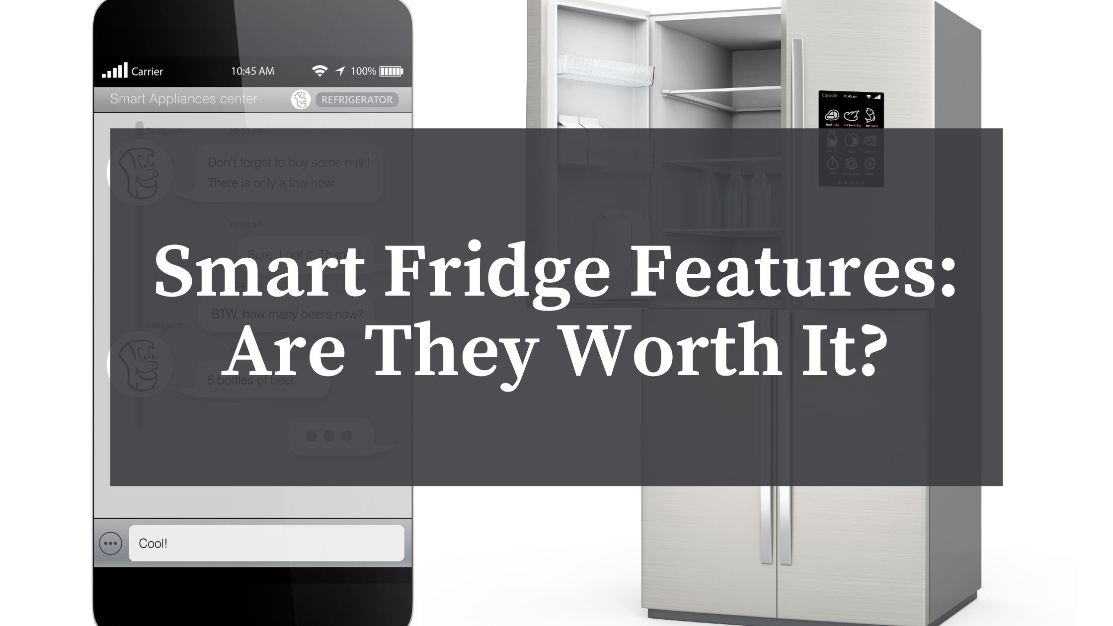 smart fridge features on display in this home kitchen refrigerator by using a cell phone app