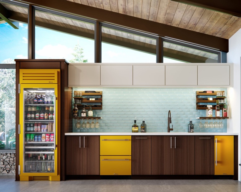 true refrigeration beverage fridge narrow in funky modern colorful kitchen